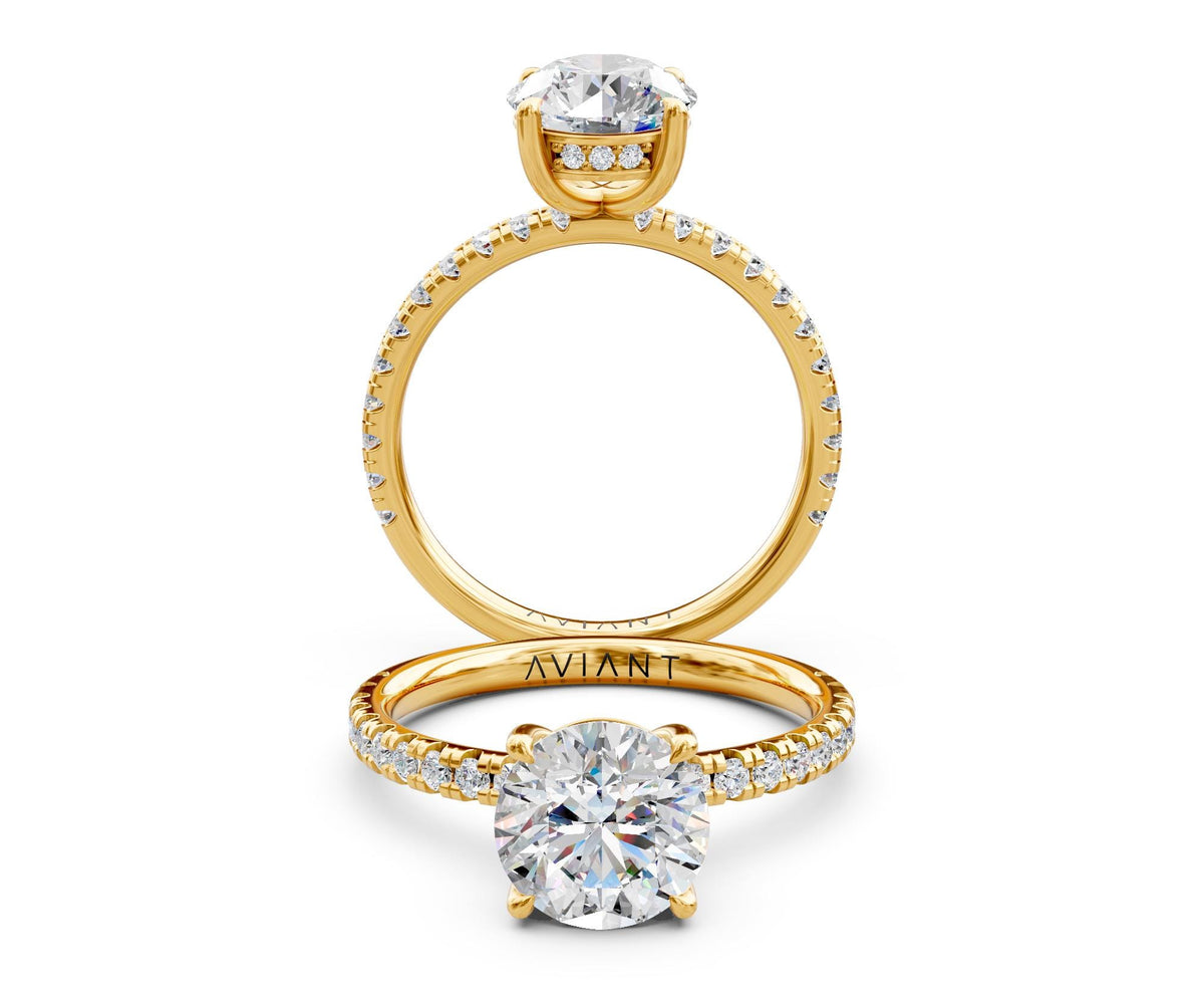 Serena French Pavé engagement ring in 14k yellow gold