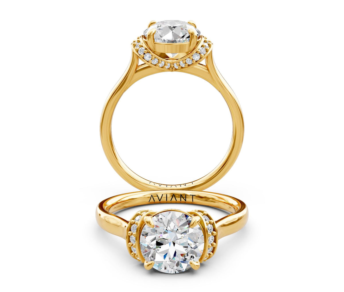 Lucia Halo engagement ring in 14k yellow gold