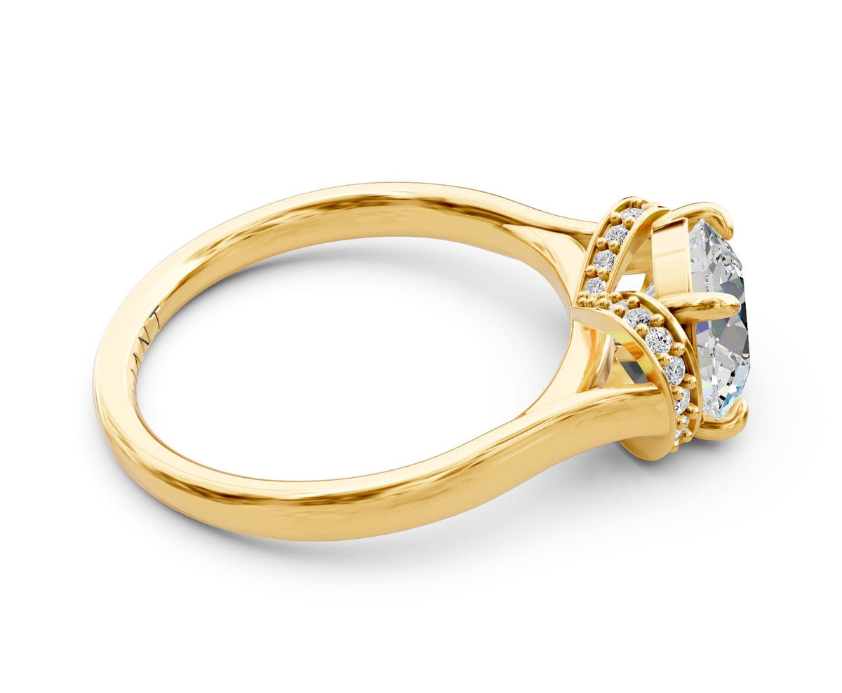 Lucia Halo engagement ring in 14k yellow gold
