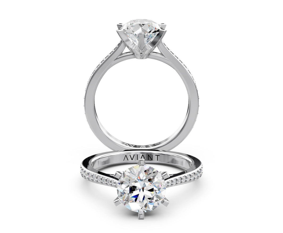 Estelle French Pavé engagement ring in 14k white gold