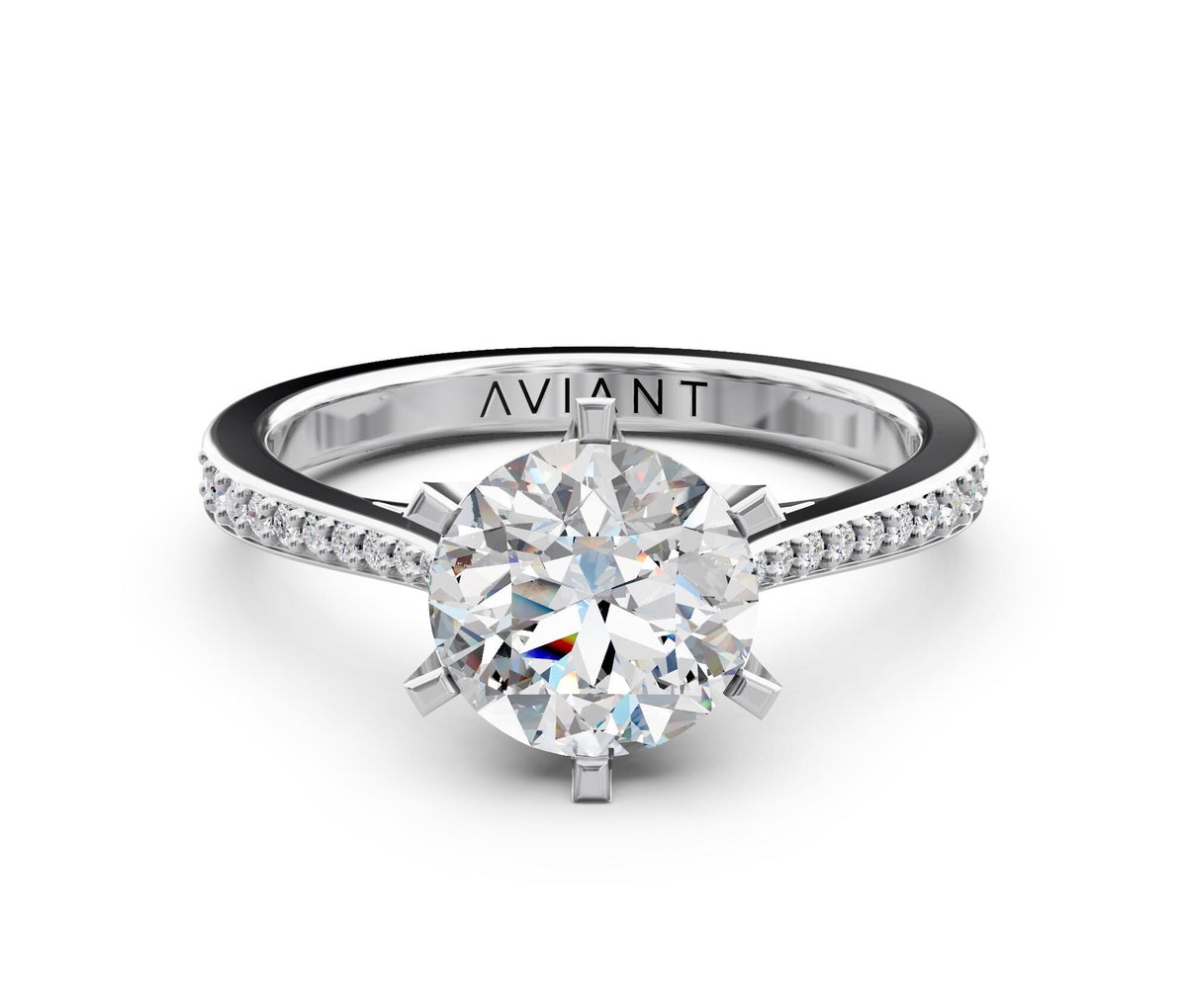 Estelle French Pavé engagement ring in 14k white gold