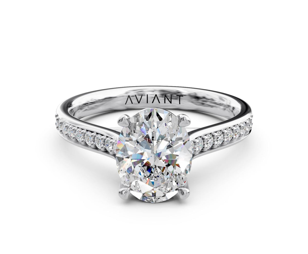 Sabrina French Pavé engagement ring in 14k white gold