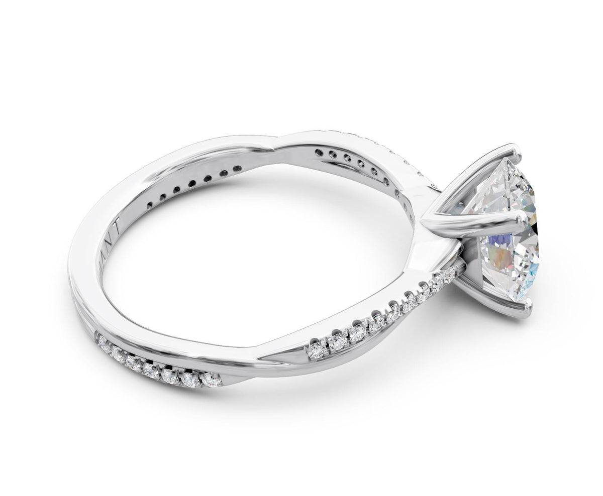 Daphne French Pavé engagement ring in 14k white gold