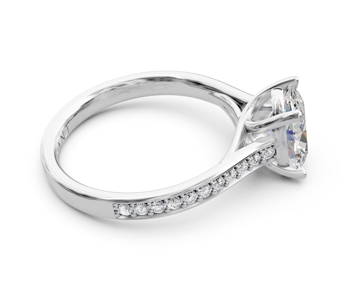 Sabrina French Pavé engagement ring in 14k white gold