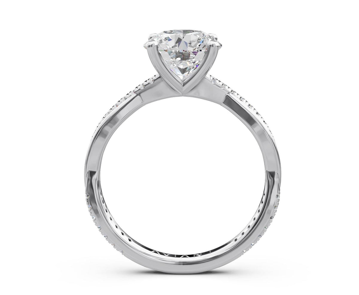 Daphne French Pavé engagement ring in 14k white gold