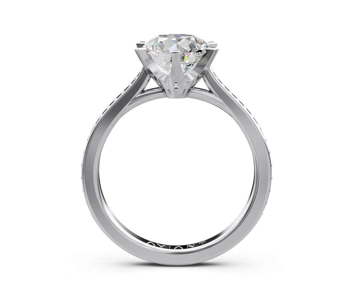 Estelle French Pavé engagement ring in 14k white gold