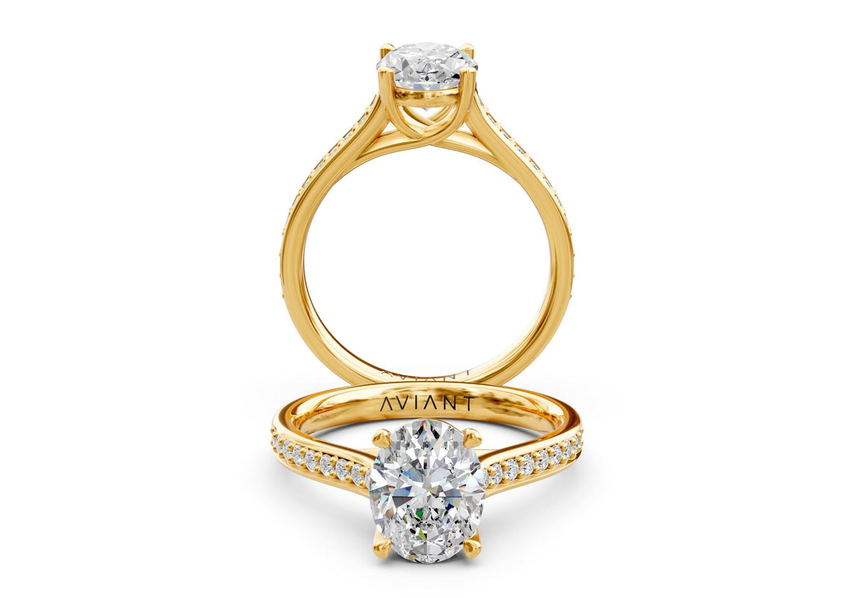 Sabrina French Pavé engagement ring in 14k yellow gold