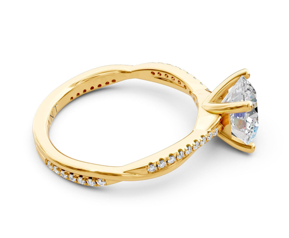Daphne French Pavé engagement ring in 14k yellow gold