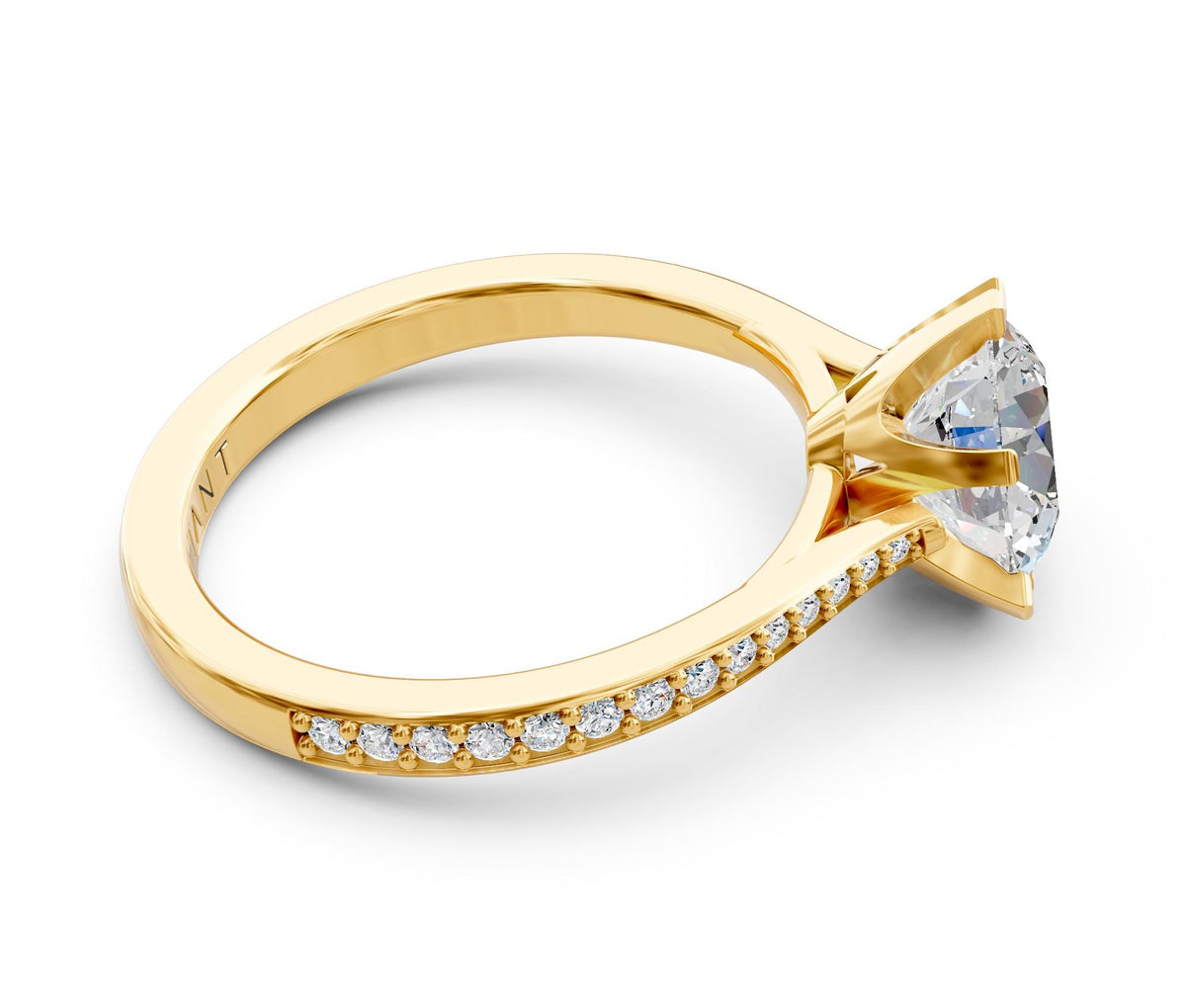 Estelle French Pavé engagement ring in 14k yellow gold
