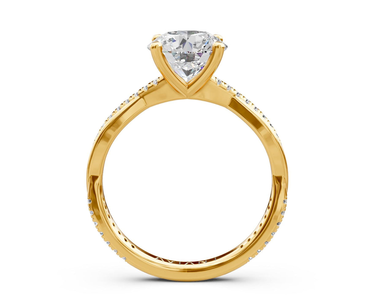Daphne French Pavé engagement ring in 14k yellow gold