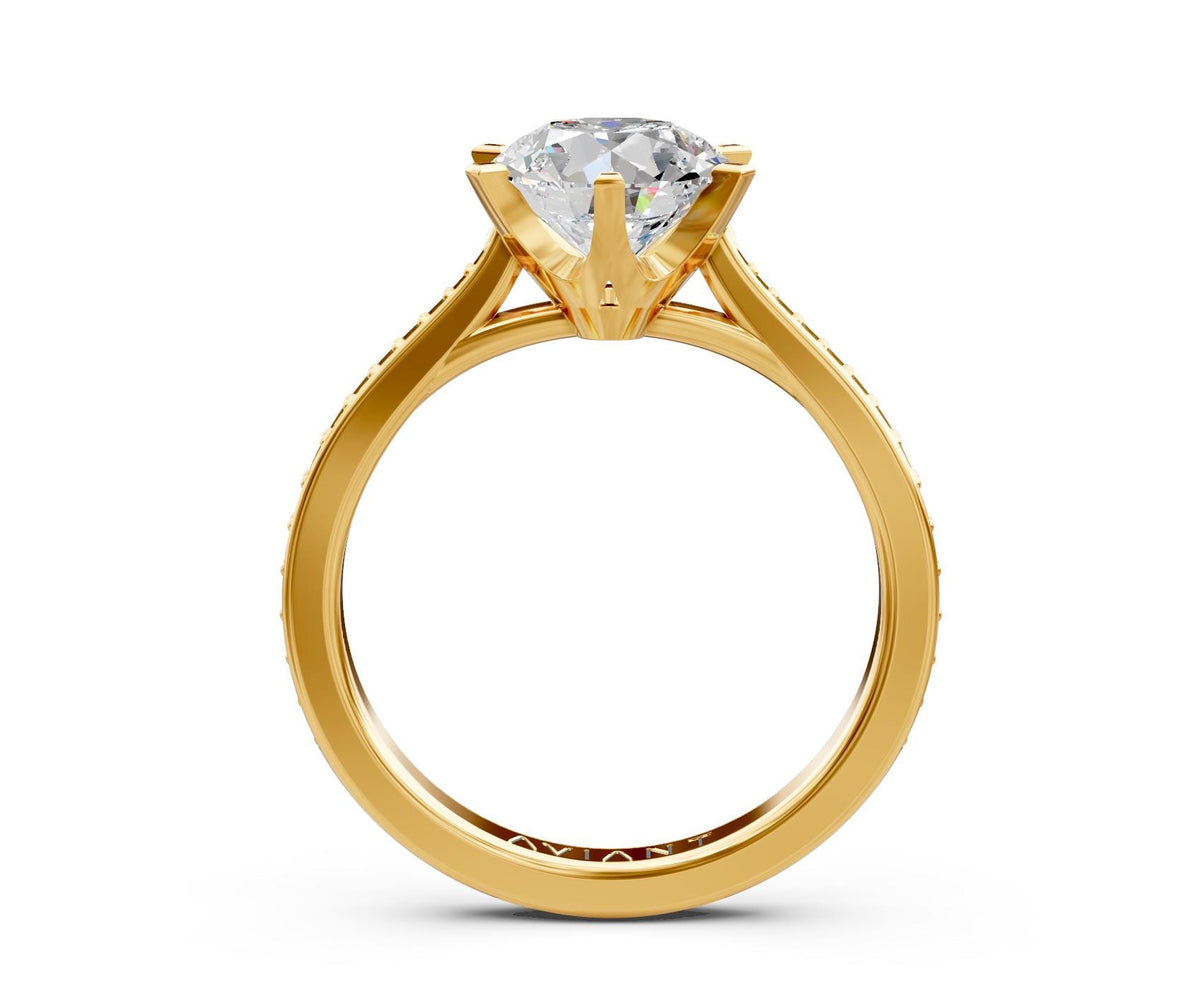 Estelle French Pavé engagement ring in 14k yellow gold