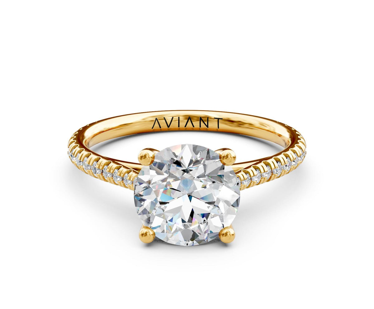 Stella French Pavé engagement ring in 14k yellow gold