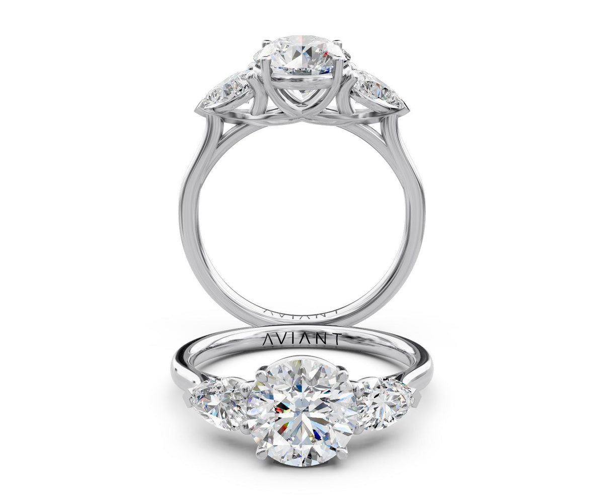 Tabitha Three-Stone engagement ring in 14k white gold