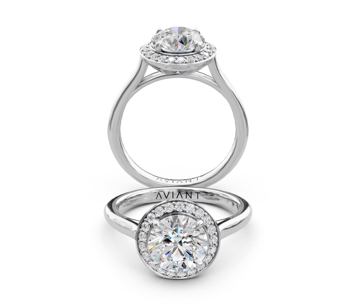 Noelle Halo engagement ring in 14k white gold