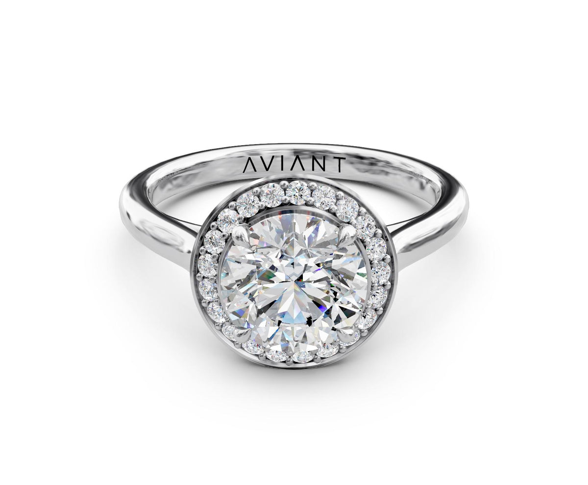 Noelle Halo engagement ring in 14k white gold
