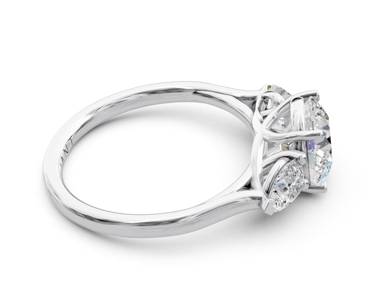Tabitha Three-Stone engagement ring in 14k white gold