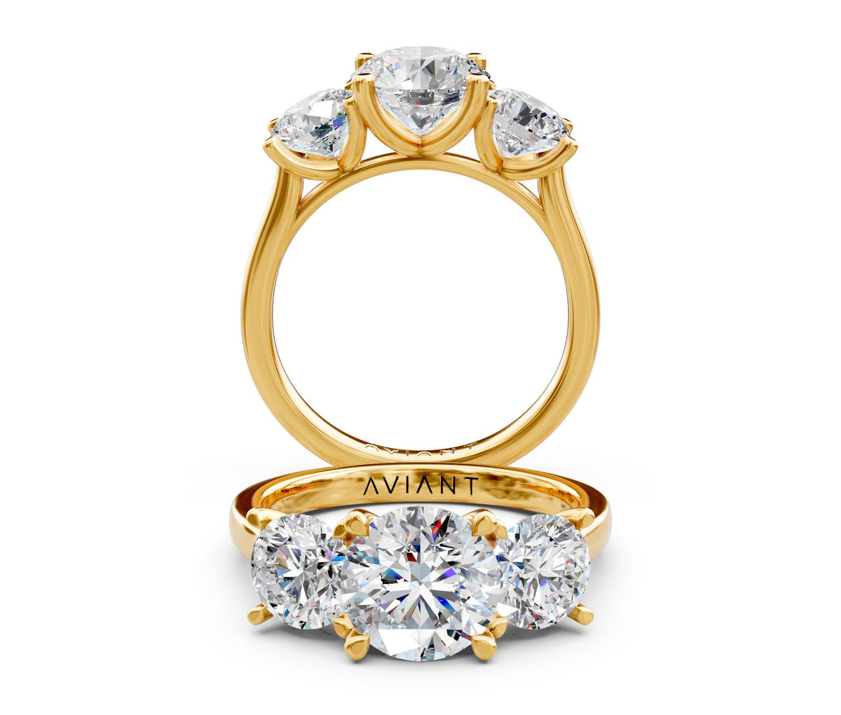 Penelope Three-Stone engagement ring in 14k yellow gold