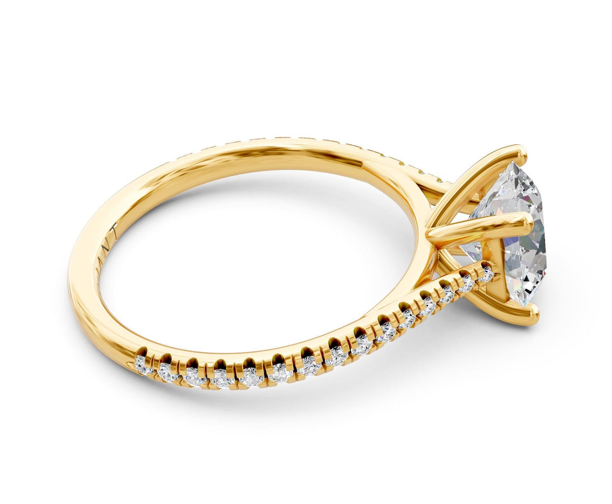 Stella French Pavé engagement ring in 14k yellow gold