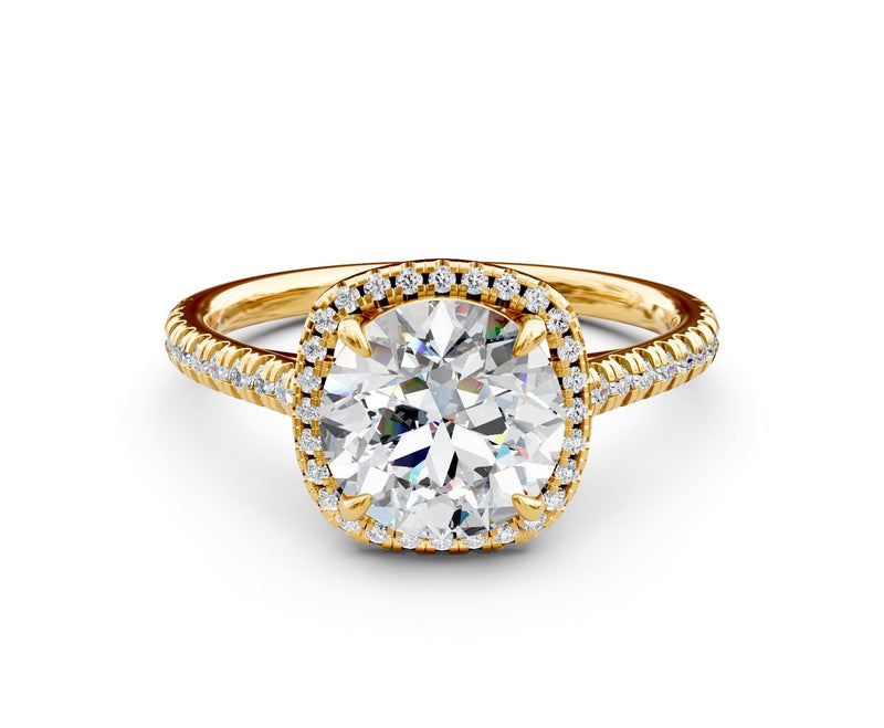 Lorelei Halo with 3ct Cushion Moissanite