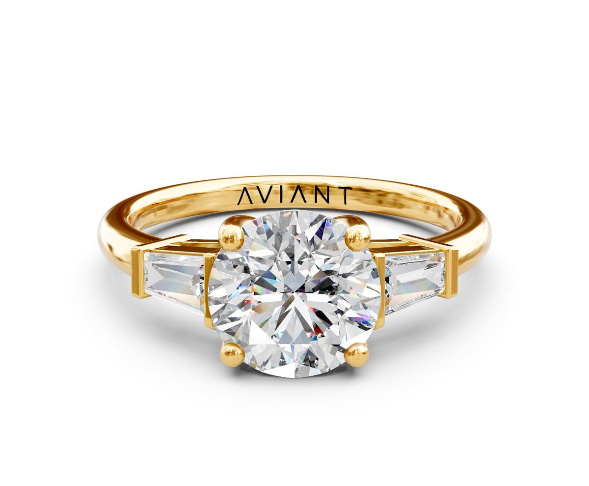 Josephine Three-Stone engagement ring in 14k yellow gold