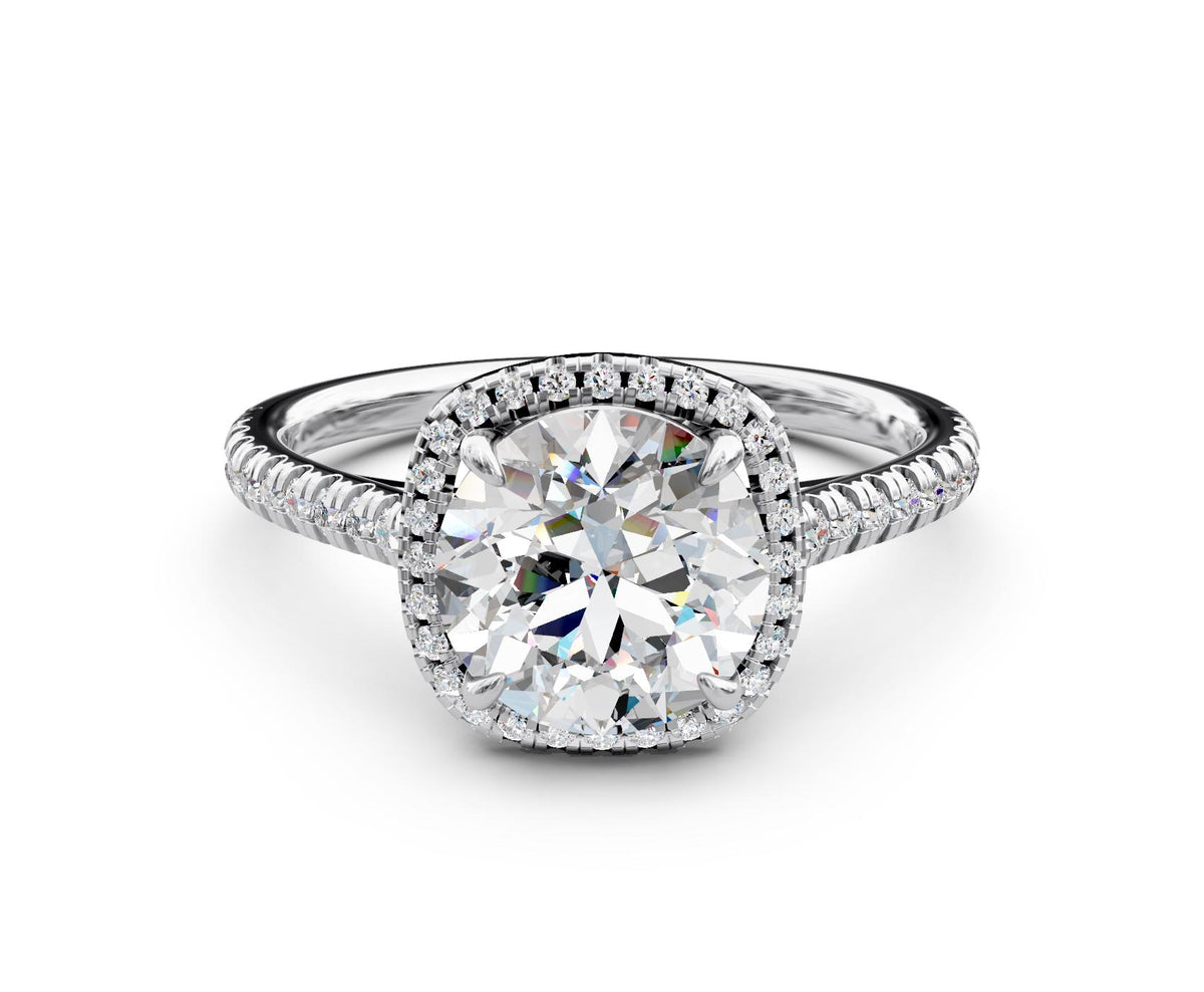 Lorelei Halo engagement ring in 14k white gold