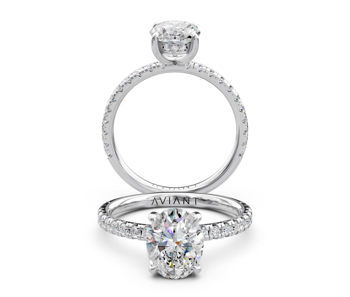 Matilda French Pavé engagement ring in 14k white gold