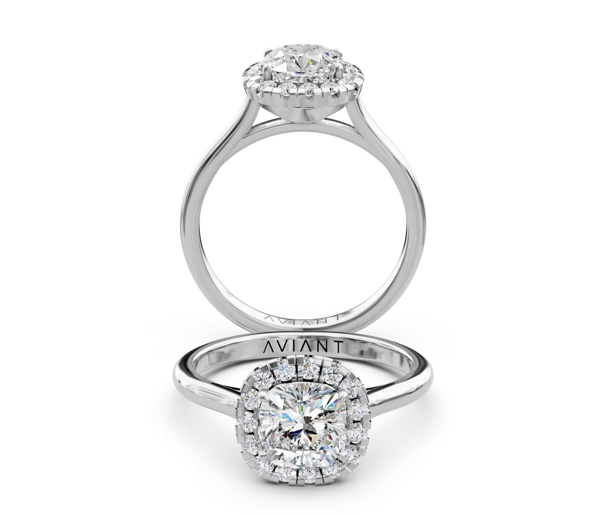 Beatrice Halo engagement ring in 14k white gold