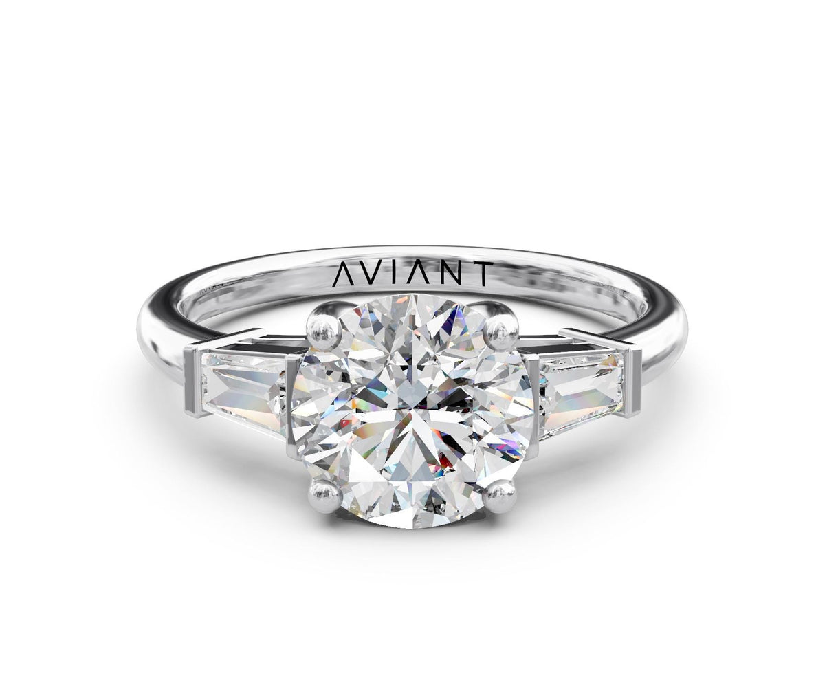 Josephine Three-Stone engagement ring in 14k white gold