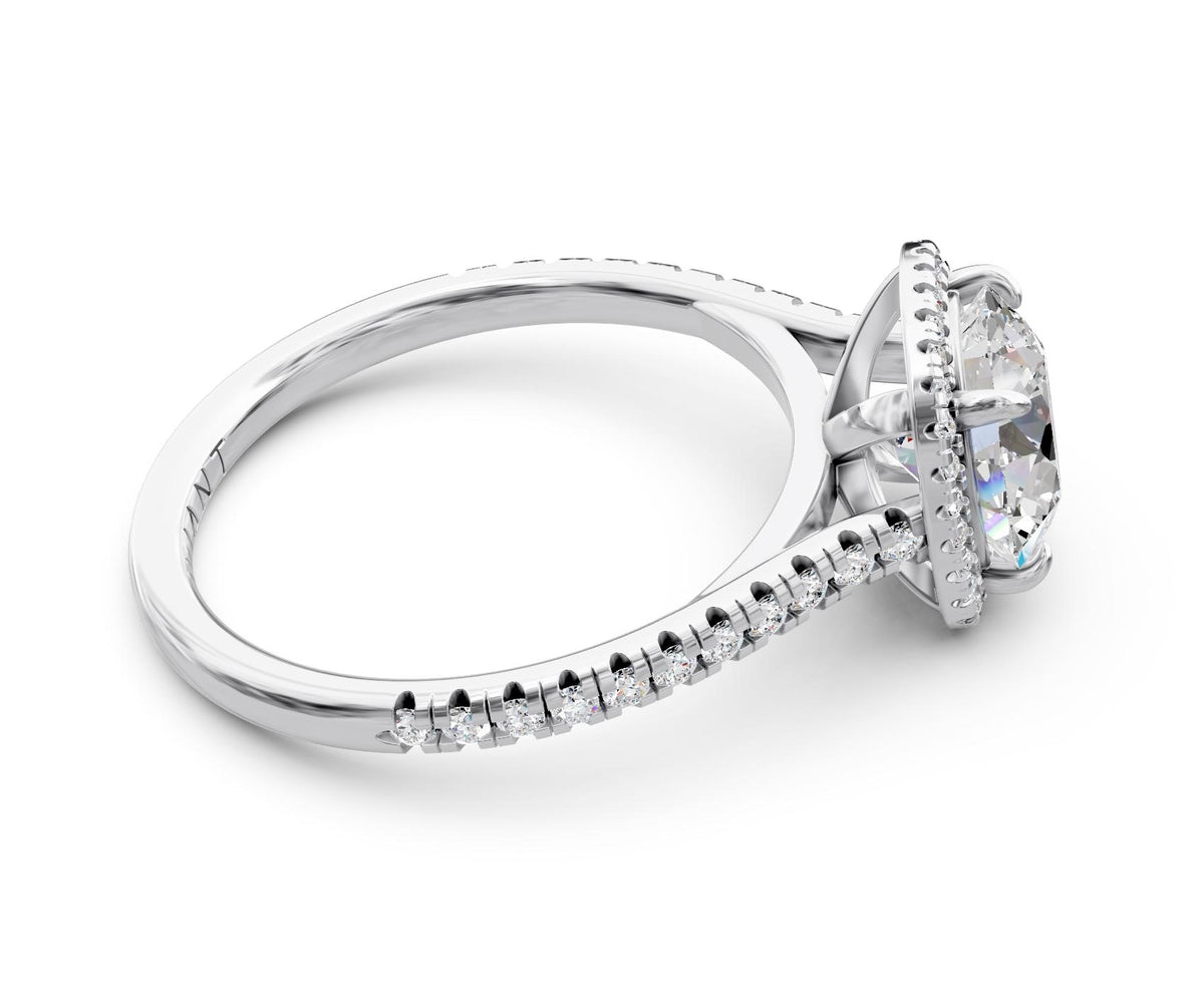 Lorelei Halo engagement ring in 14k white gold