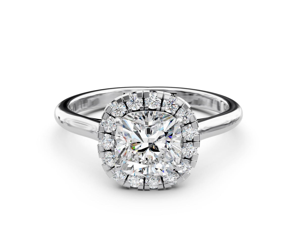 Beatrice Halo engagement ring in 14k white gold