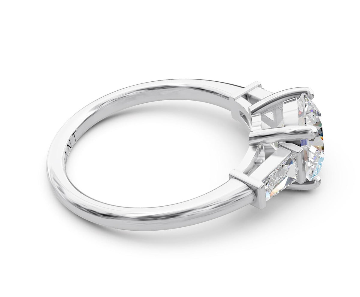 Josephine Three-Stone engagement ring in 14k white gold