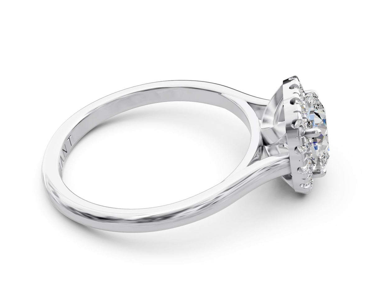 Beatrice Halo engagement ring in 14k white gold