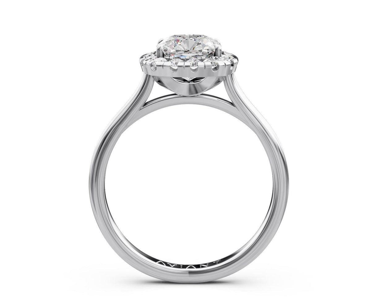 Beatrice Halo engagement ring in 14k white gold