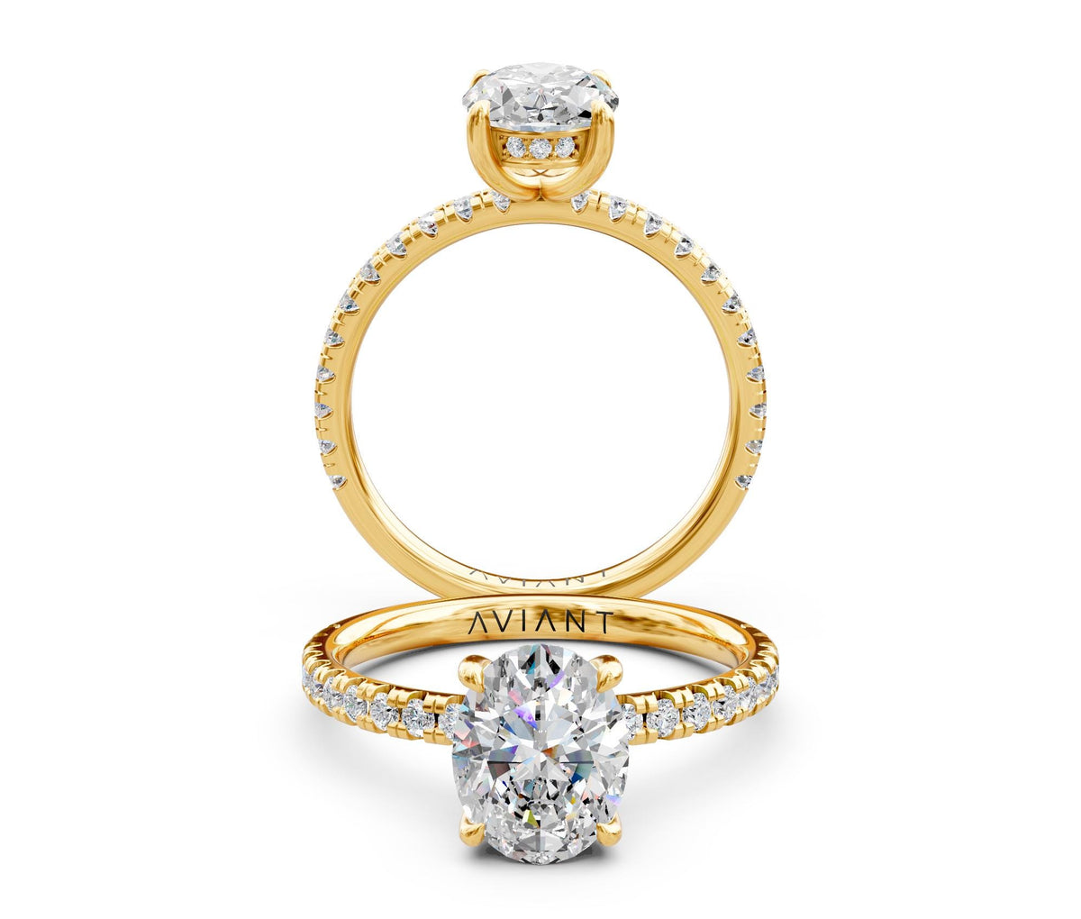 Matilda French Pavé engagement ring in 14k yellow gold