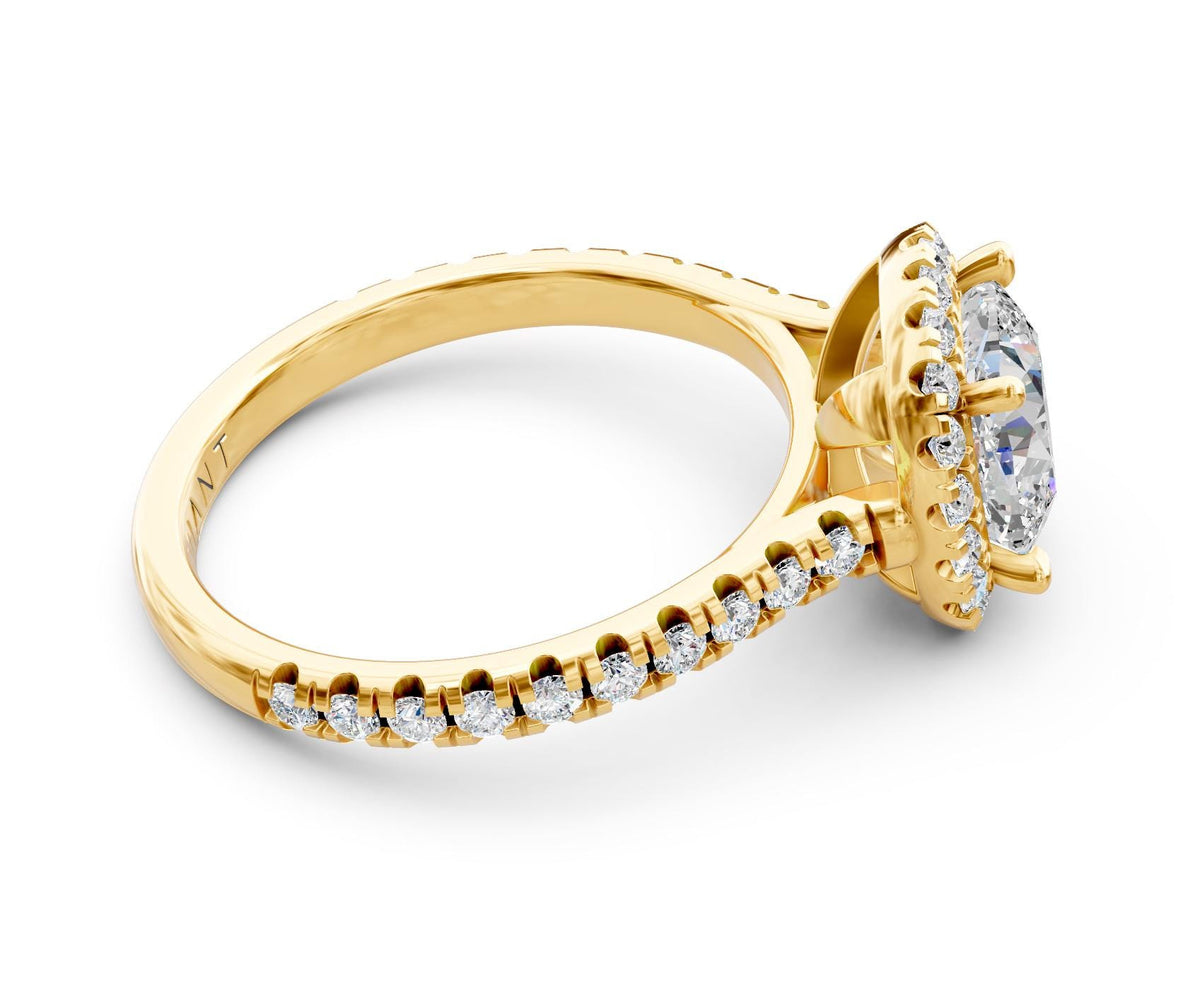 Evelyn Halo engagement ring in 14k yellow gold