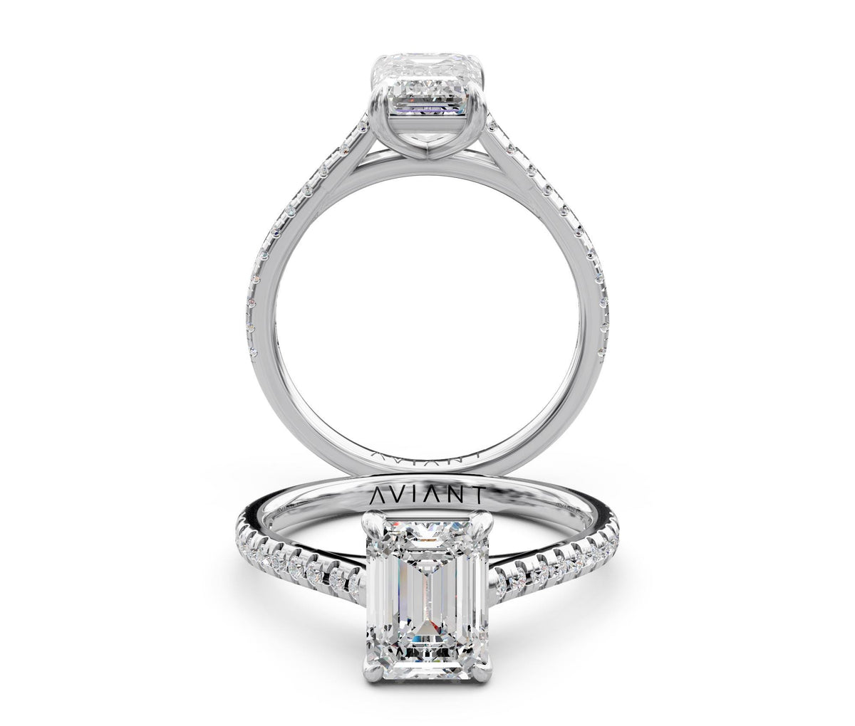 Iris French Pavé engagement ring in 14k white gold