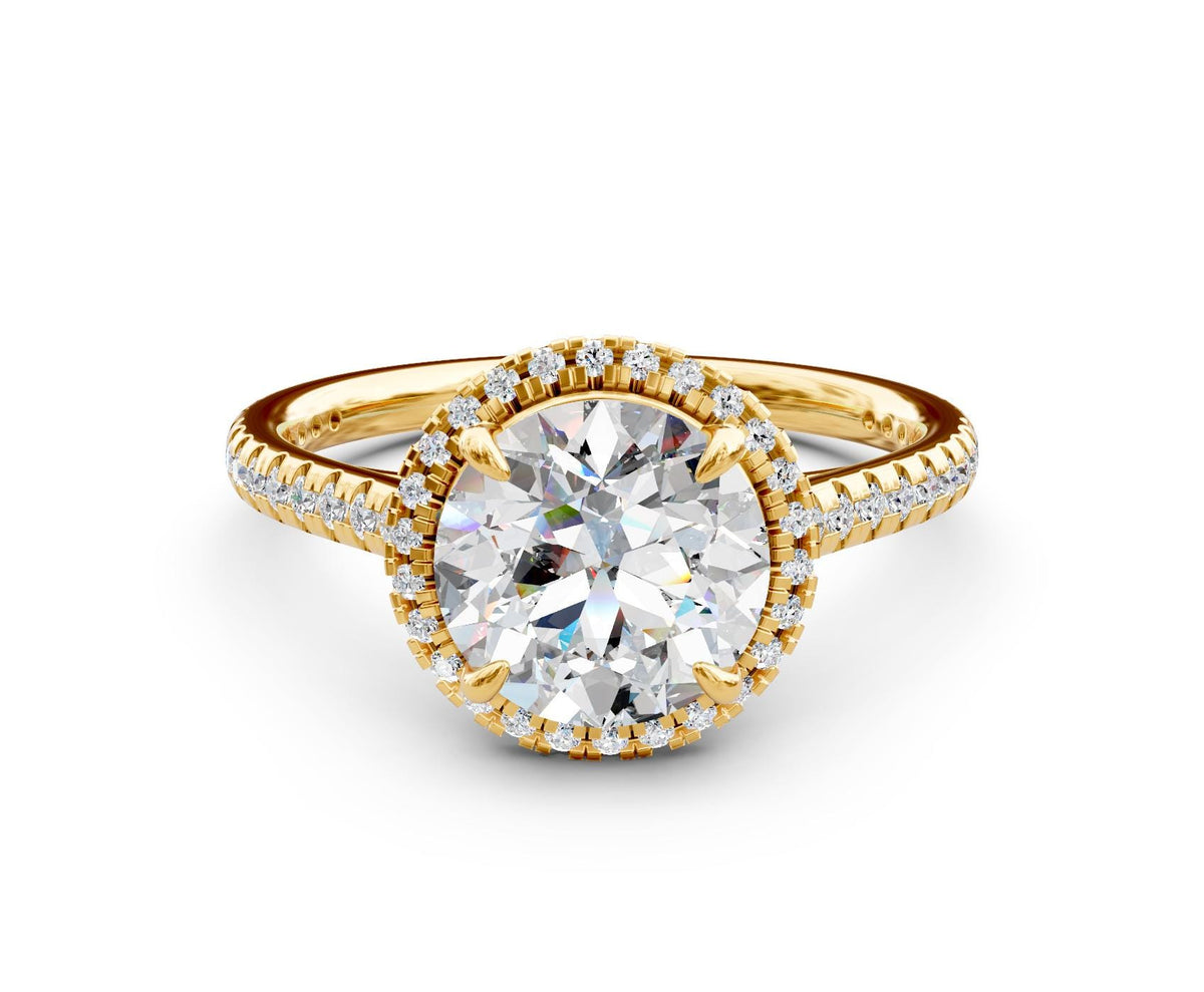 Rosalind Halo engagement ring in 14k yellow gold