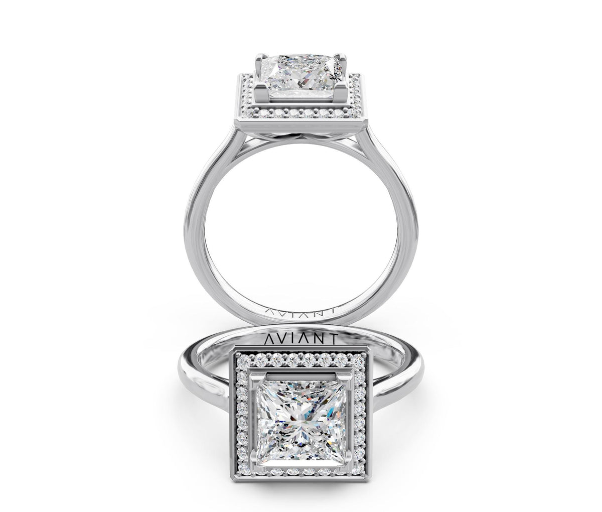 Genevieve Halo engagement ring in 14k white gold