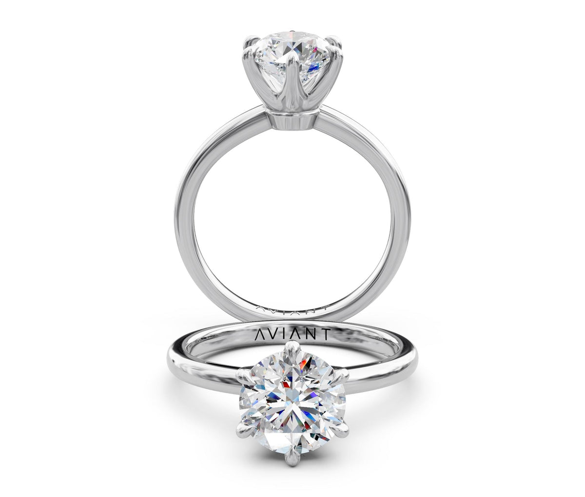 Esther Solitaire engagement ring in 14k white gold