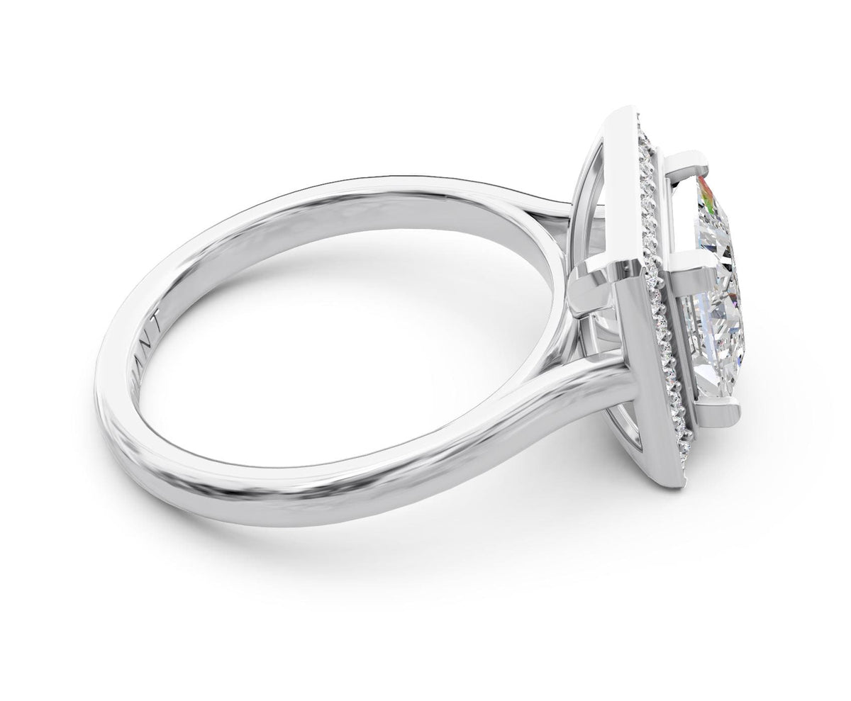 Genevieve Halo engagement ring in 14k white gold