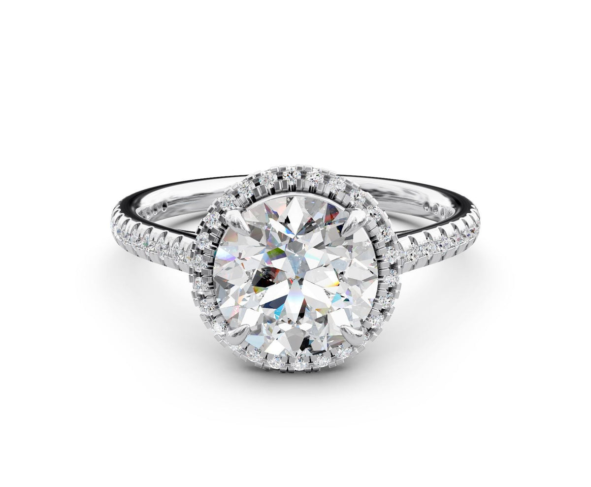 Rosalind Halo engagement ring in 14k white gold