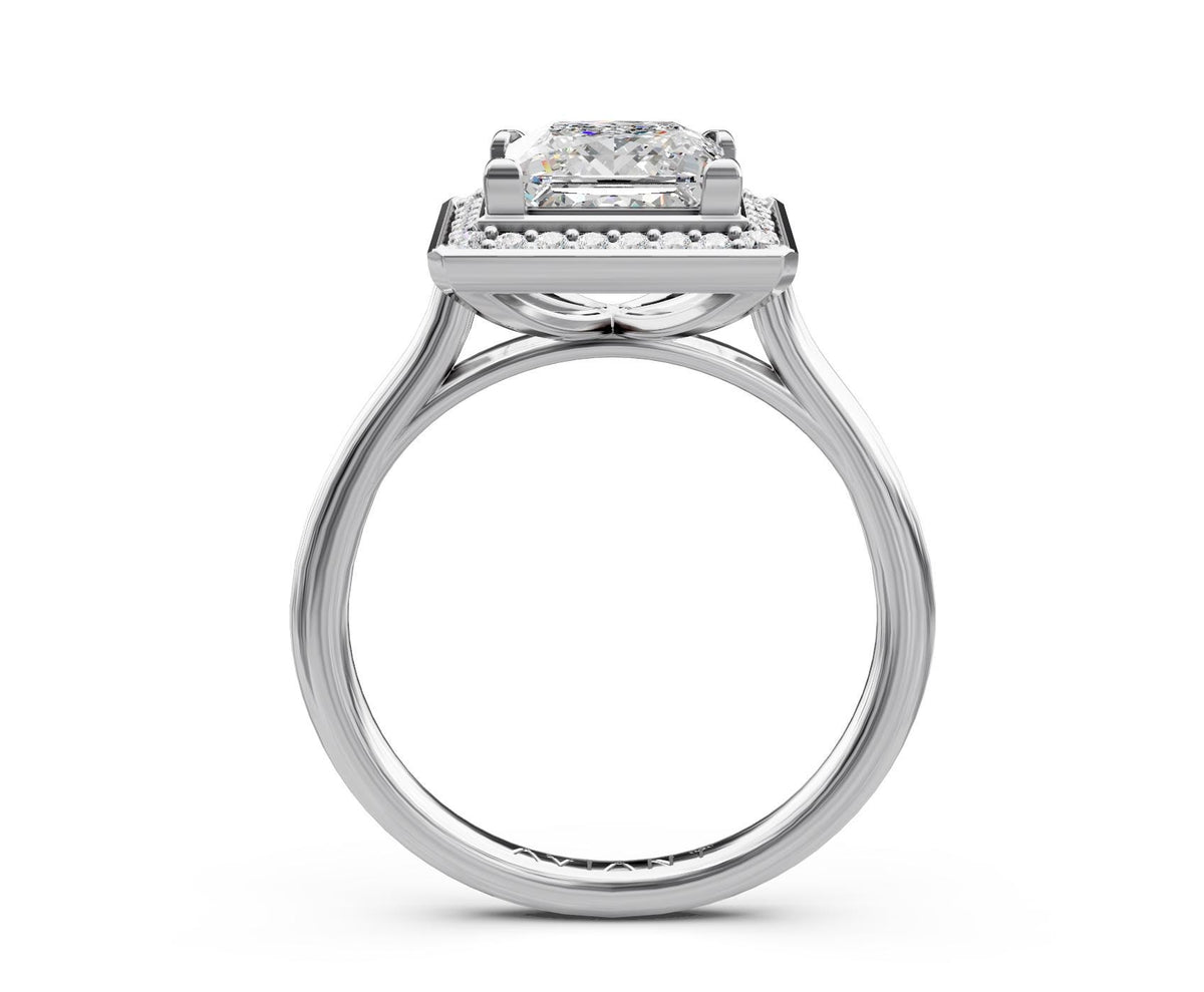Genevieve Halo engagement ring in 14k white gold