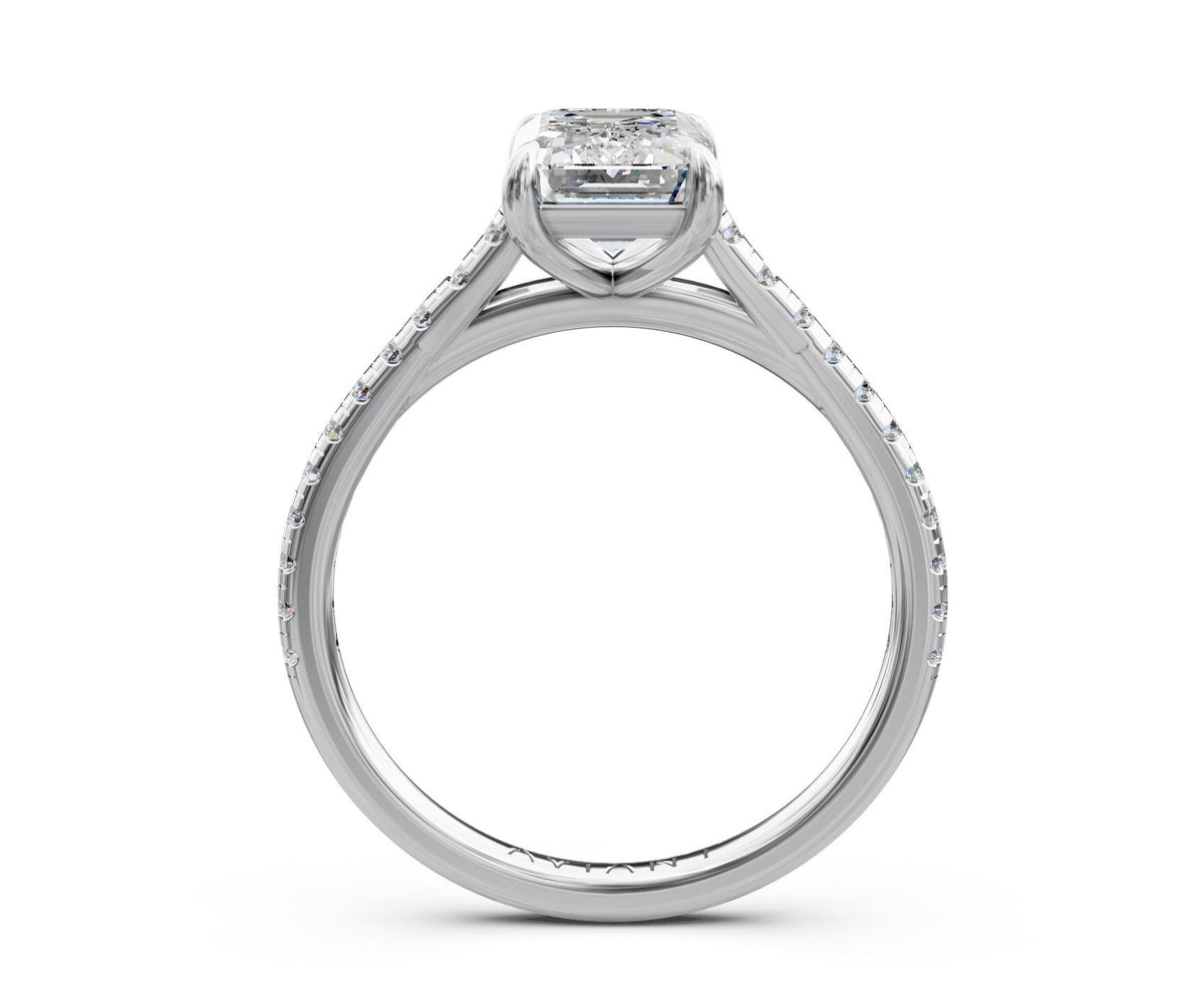 Iris French Pavé engagement ring in 14k white gold