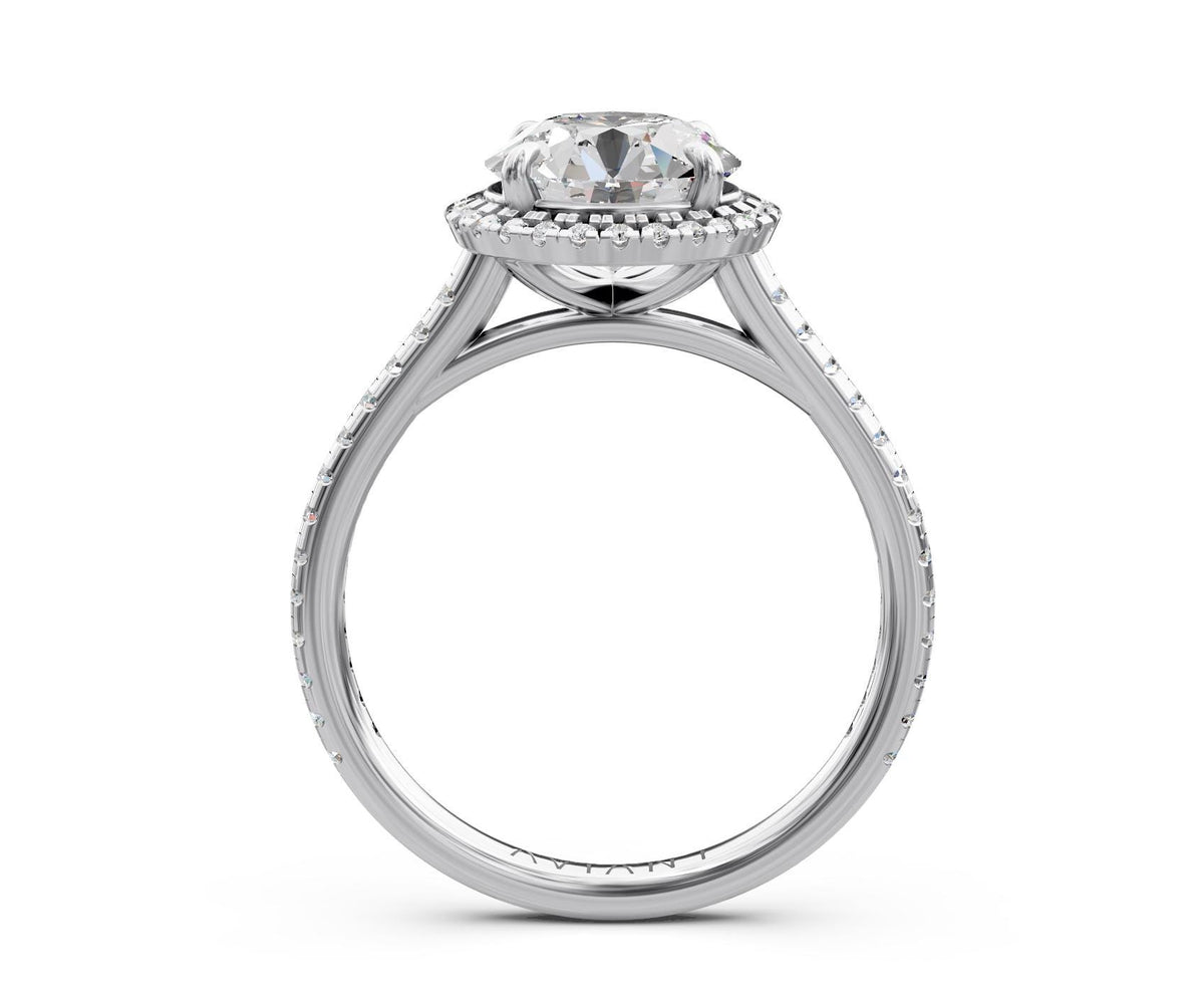 Rosalind Halo engagement ring in 14k white gold