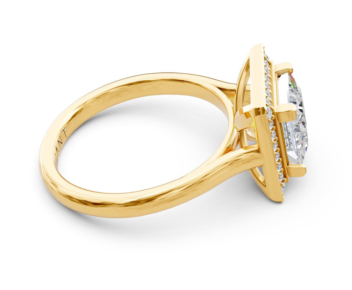 Genevieve Halo engagement ring in 14k yellow gold