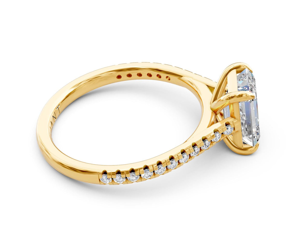 Iris French Pavé engagement ring in 14k yellow gold
