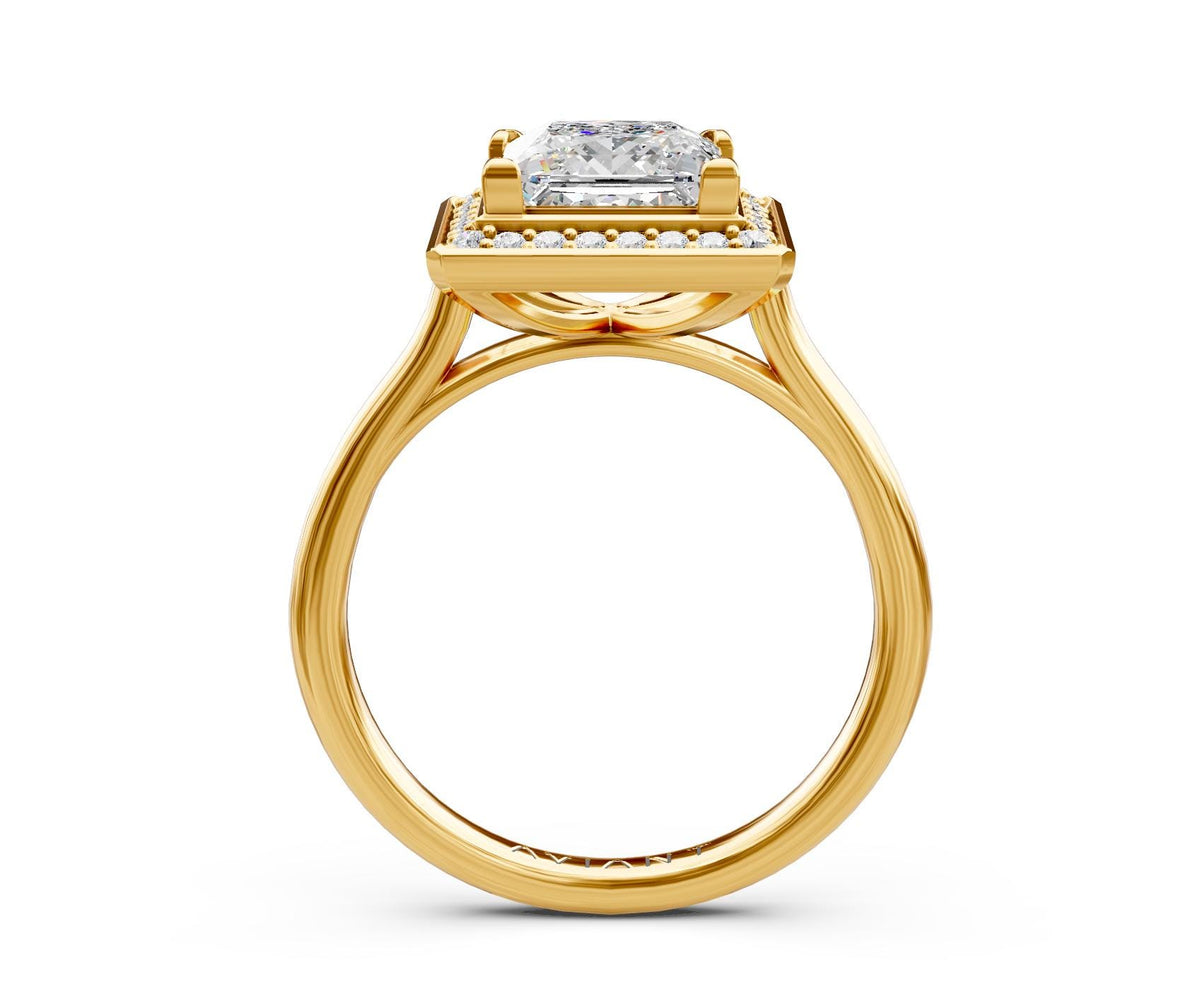 Genevieve Halo engagement ring in 14k yellow gold