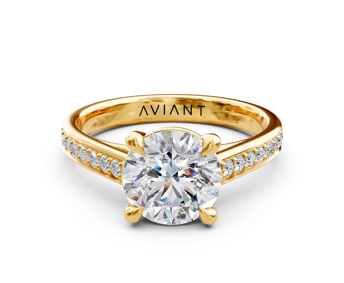 Harper French Pavé engagement ring in 14k yellow gold