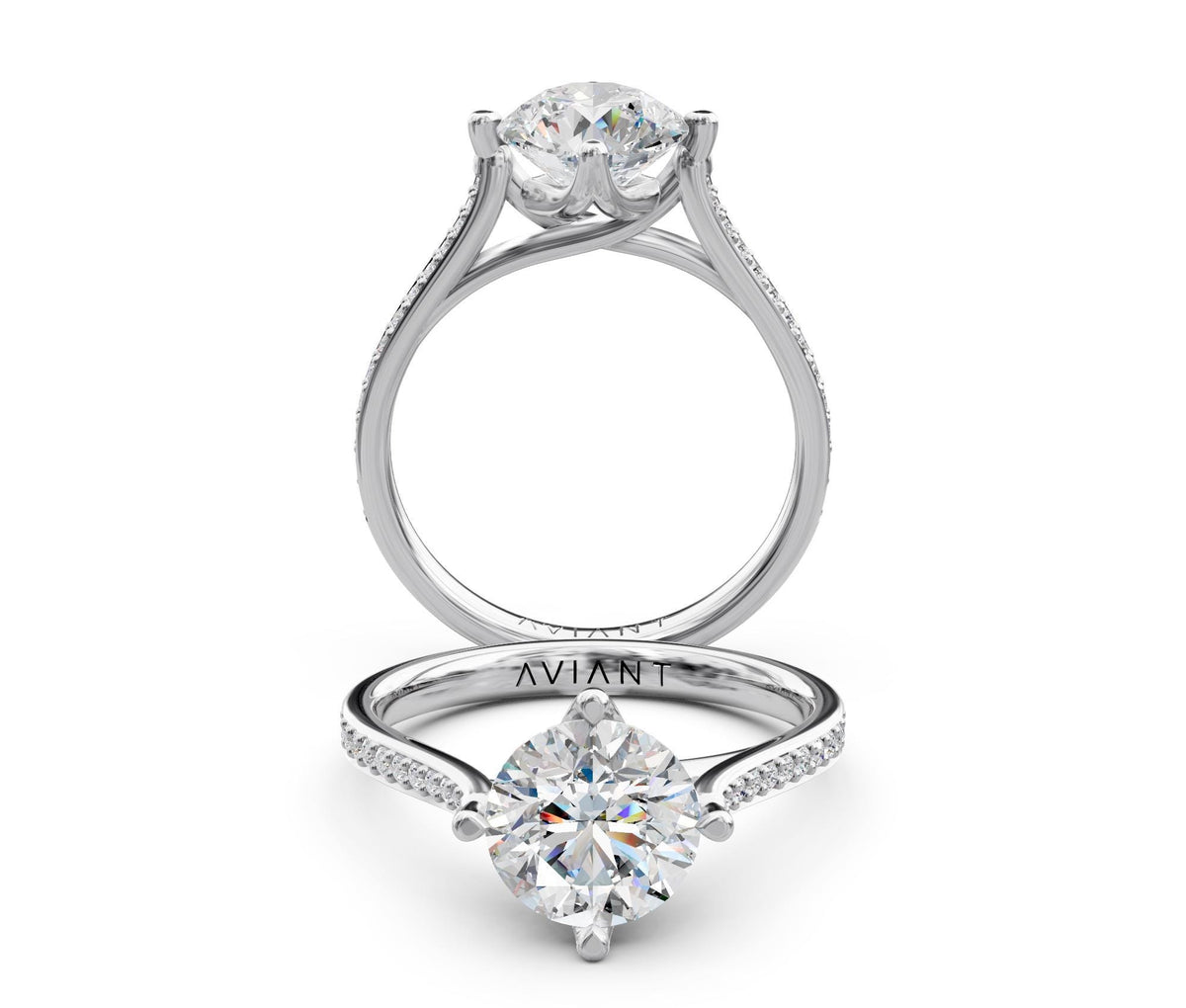 Adeline French Pavé engagement ring in 14k white gold