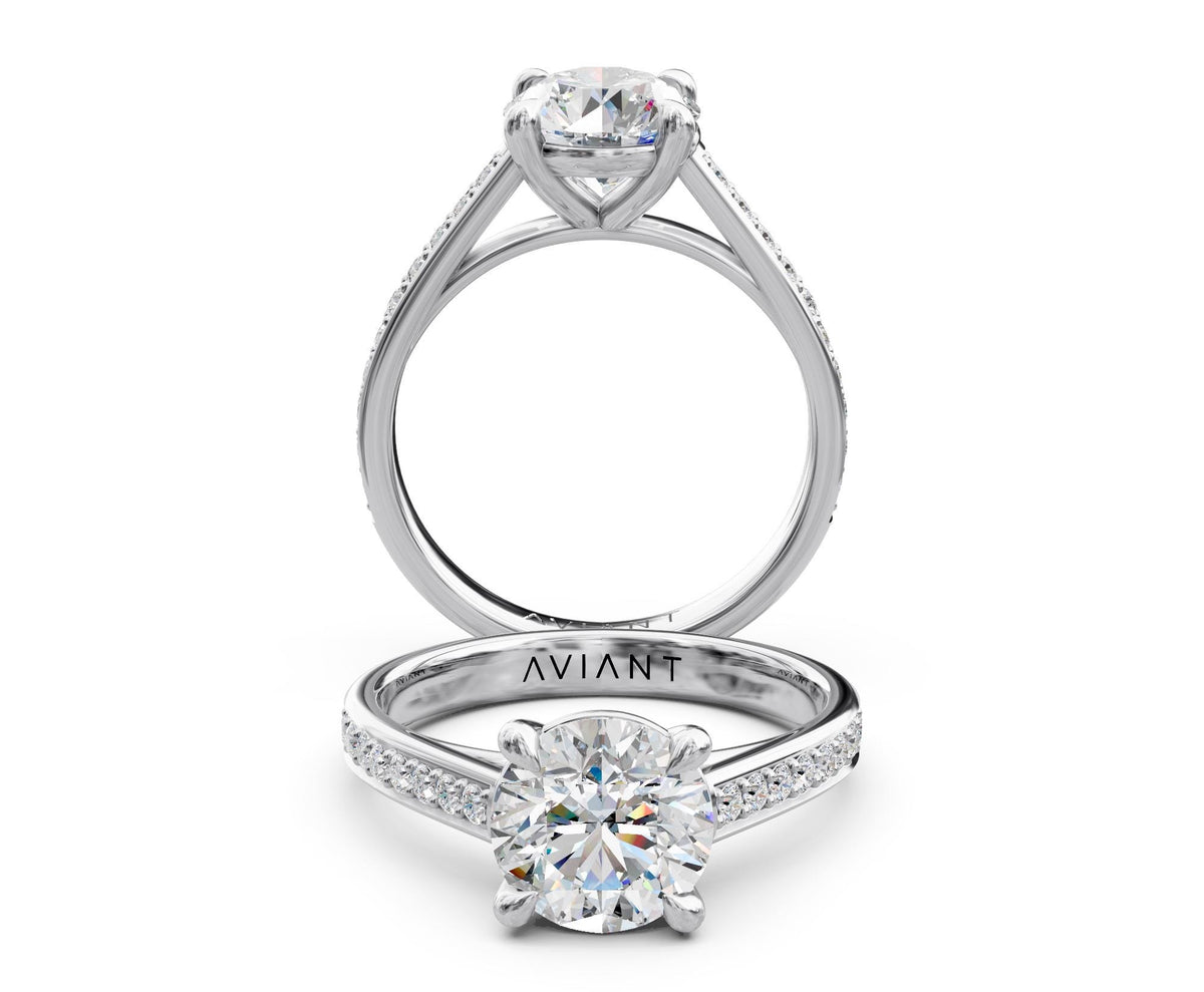 Harper French Pavé engagement ring in 14k white gold